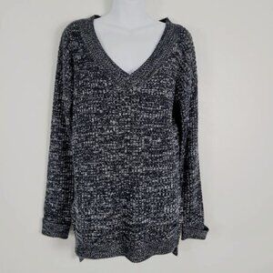 Loveriche Black Gray Marled V Neck Sweater Size Med